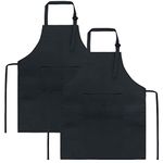 Sinland Kids Apron with Pocket 2 Pack Children Chef Apron for Cooking Baking Painting (Black, S)