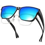 URUMQI Night Driving Glasses, Anti Glare Night Vision Fit Over Glasses for Men Women, Polarised Wrap Around TAC Yellow Lens Headlight Glasses for Nighttime/Rainy/Foggy/Cloudy