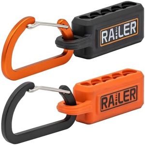 Screwdriver Bit Holder Storage Organizer – Railer 5-Hole Black and Orange Bit Holder with Carabiner - 2 Pack