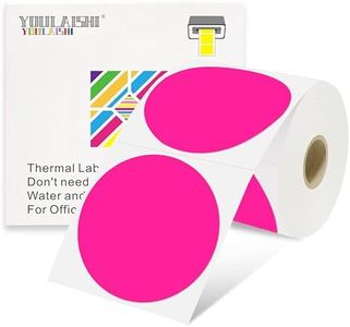 YOULAISHI 3 X 3 Inch Color Coding Dot Labels Circle Thermal Printable Waterproof 500 Pcs Round Stickers Adhesive Writable for Office, Home, Garage, DIY Sticker, Barcodes, Name Tag, Fluorescent Pink