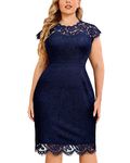 Miusol Women's Retro Lace Sleeveless Plus Size Formal Evening Prom Dress Navy Blue