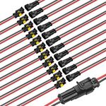 12Pack Waterproof Electrical Connectors, 1.5mm Series Terminal Connector Plug, 2 Pin Connectors with 20AWG Wire for Marine, Automotive, Car, Truck, Boat