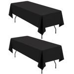 2 Pack Rectangle Tablecloth,60 x 102 inch Black Tablecloth Polyester Table Cloth for 6 Ft Rectangle Tables,Stain and Wrinkle Resistant Washable Fabric Table Covers for Wedding,Restaurant,Party,Banquet