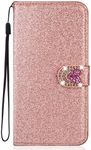 BLOTECH Glitter Mobile Phone Case for Samsung Galaxy S5/S5 Neo, PU Leather Wallet Glitter Protective Case Shiny Bling 3D Coloured Buckle Love Case Shell Mobile Phone Case for Samsung Galaxy S5/S5 Neo,