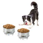 Andiker Stainless Steel Dog Bowls 2 Pack, Dog Water Bowls and Dog Feeding Bowls 5.5”& 6.2” 2 Pcs Durable and Removable Dog Hanging Bowls with Clamp Holder to Fix on Crate & Cage for Dog Cat (8.5cm