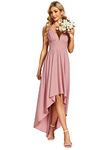 Ever-Pretty Women's Sleeveless V-Neck Empire Waist High-Low Maxi Bridesmaid DressDusty Rose 26UK