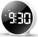 LeCoirrax Digital Alarm Clock, Kids Teens Digital Clock Bedside, Large LED Display, Battery USB Alarm Clock with Snooze 2 Alarms 12/24H 4 Adjustable Brightness for Home, Bedroom, Office(White)