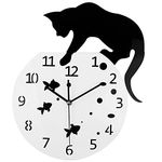 Timelike Fishbowl Cat Clock/Creative Wall Clocks/Home DIY Decoration Watch/Cat on Clock Living Room Mirror 3D Wall Design