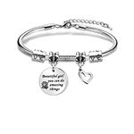 Coagurmes Inspiration Bracelet Gift,Silver Pendant Bracelet Beautiful Girl You Can Do Amazing Things For Daughter Niece Friends Sisters Friends Adjustable Jewellery