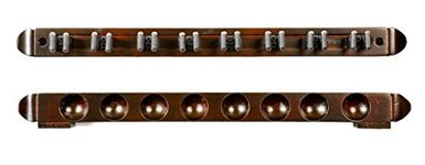 8 Cue Stick Pool Table Billiard Wall Rack, Mahogany Finish