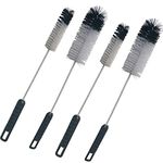 Coralpearl Utility Bottle Cleaning Brush Set Long Handle Thin Small Big Wire Cleaner Bendable Flexible for Narrow Neck Skinny Spaces of Water Beer Wine Baby Bottles,Pipe,Tube,Flask,Decanter,Straw (4)