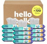 Hello Bello Premium Fragrance-Free Baby Wipes, with Chamomile & Aloe Extracts for Sensitive Skin - 12 Resealable Packs = 720 Total Wipes