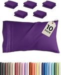 King Pillow Cases Set of 10 - Ultra Soft Hotel Quality Pillowcase Covers - Comfy & Wrinkle Free - Shrink, Stain and Fade Resistant - Easy-Care, Machine Washable Pillow Protectors - 10 Pcs Set - Purple