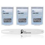 14" Single Rivet Bar and 14" Semi Chisel Chain Combo Replacement for Poulan 3314 Chainsaw (14" Length 3/8" Pitch 0.050" Gauge 52 Drive Links 7 Sprocket Nose Tooth) 1 Bar 3 Chains