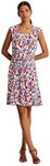 RALPH LAUREN Womens White Zippered Twist Front Lined Pleated Printed Cap Sleeve Scoop Neck Above The Knee Fit + Flare Dress AU Size: 18