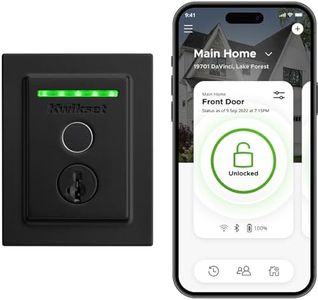 Kwikset Halo Touch Fingerprint Wi-Fi Smart Lock, Keyless Entry Door Low Profile Deadbolt, Geofence Auto-Unlock, Grade AAA Certified, No Hub Easy Install, Matte Black Lifetime Finish Warranty, Square