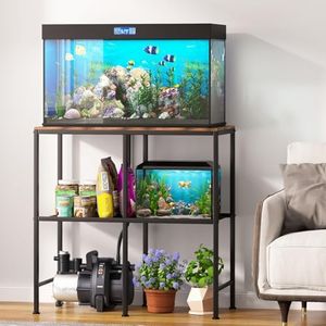 20-29 Gallon Fish Tank Stand, Aquarium Stand with 2-Tier Storage Shelves, 31.5”L x 15.7“W, 6-Leg Metal Frame for Reptile Breeder Turtle Terrarium Stand, 400Lbs+, Suitable for Home Office Display Art