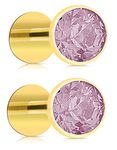 MAJI by GEHLOT Combo Round Cup Shape Diamond | Pure Gold | Piercing Pair Nose Pins Studs/Earring For Women And Girl - 2 unit (Pink)