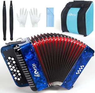 22 Key 8 Bass Accordion, Acordeones Para Adultos, Stable Pitch Hand Polished 22 Key Accordions, Comfortable Sensitive to the Touch Button Accordion, Acordeón De Adulto Azul for Beginners with Bag