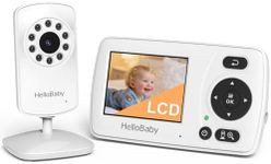 HelloBaby Baby Monitor,Upgrade Video Baby Monitor with Camera and Night Vision, 8 Languages,ECO Mode, No WiFi for Privacy,2X Zoom,Alarm Function