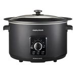 Morphy Richards 6.5L Easy Time Slow Cooker, Automatic Heat Settings, Keep Warm Mode, Hob Proof, Countdown Indicator, Dishwasher Safe Pot, Matte Black, 461021