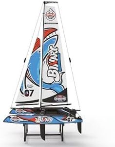 Amewi 26107 Binary V3 - RC Catamarano a vela ARTR, 400 mm, barca a vela telecomandata, principianti e principianti, colore: blu/bianco