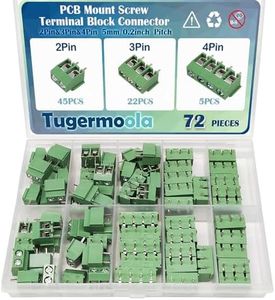 Tugermoola 72PCS 5mm/0.2inch 2Pin 3Pin 4Pin Pitch PCB Mount Screw Terminal Block Connector Assortment Kit PCB Board Wire Connectors Green