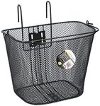 Dunlop Bicycle Basket Front 22L - Bicycle Basket with Handle and Hooks - Bike Basket 34 x 24.5 x 26 cm - Suitable for Electric Bike, Granny Bike, and City Bike - Metal - Black