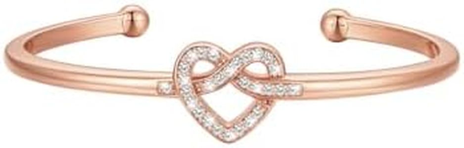 U7 Rose Gold Bracelets Adjustable,Sparkle Cubic Zirconia Knot Bracelets for Women,Minimalist Bracelet Jewelry