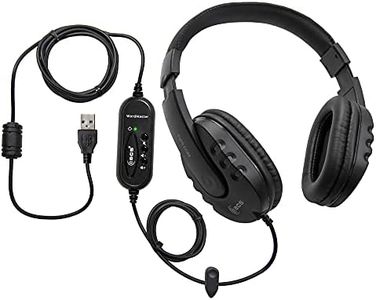 ECS WordMaster Transcription USB Headset, 7-Foot Cord, Over-Head, Around-Ear, Superb Audio Clarity, External Sound Card, Ideal for Transcribing Medical & Legal Dictation, Padded Headband & Ear Cups