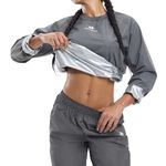 HOTSUIT Sauna Suit Women Weight Loss Gym Workout Sauna Jacket Pants Sweat Suits, Grey, M