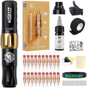 Dragonhawk Atom2 Tattoo Kit Wireless Pro Gun Machine 20 Tattoo Needles Cartridges Rca Supply Complete for Beginners