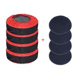 J&C 4 Pcs 30INCH Red Tire Cover +4 Pcs Wheel Felts Durable Spare Tire Protection Tote Covers Seasonal Tire Storage Bag for Car SUV 17-30" Tires (Red)