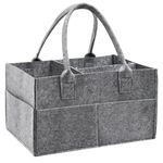 Yueshop Grey Felt Baby Diaper Caddy Nursery Storage Wipes Bag Nappy Organizer Container (Dark Grey)