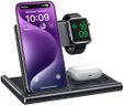 EXW Wireless Charging Station, 3 in 1 Charging Station for Apple Devices, Wireless Charger for iPhone 16 15 14 13 12 11 Pro & Max Series, AirPods Pro/4/3/2, Apple Watch (Black)