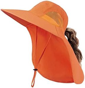 Outdoor Sun Hat for Men with 50+ UPF Protection Safari Cap Wide Brim Fishing Hat with Neck Flap, for Dad Orange…