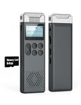 80GB Digital Voice Activated Recorder with Playback - Audio Voice Recorder for Lectures Meetings, Recording Device Dictaphone Sound Tape Recorder with Password & Card Reader