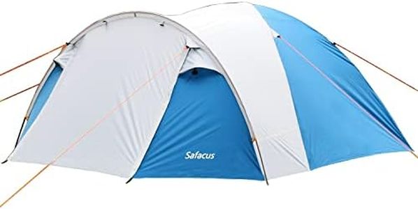 SAFACUS 3-4 Person Dome Camping Tent, Double layer, Full Waterproof Holiday Family 3-4 Man Tent, Easy to Set Up for Outdoors Hiking Fishing Traveling Beach Vacation（Blue）