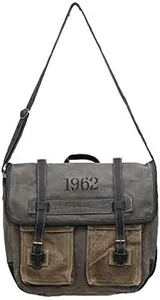 Vintage 1962 Upcycled Canvas and Genuine Leather Trim Crossbody Bag