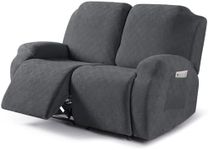 VANSOFY Recliner Cover, 2-Pieces Stretch Reclining Couch Cover with Pockets Loveseat Sofa Slipcovers Soft Washable Furniture Protector for Dogs Cats(Charcoal Gray)