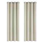 Deconovo Super Soft Curtains Eyelet Thermal Insulated Blackout Curtains for Nursery 140x260cm Light Beige 1 Pair