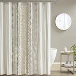 INK+IVY Imani Tufted Chenille 100% Cotton Shower Curtains Machine Washable, Modern Home Bathroom DÃƒ©cor Bathtub Privacy Screen, 72" x 72", Ivory