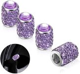 Bling Tire Stem Valve Caps, Crystal Tire Caps Shinny Rhinestone Universal Car Dustproof Tire Valve Caps for Car SUV Motorcycle Bicycle Truck (Purple)