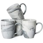 Smilatte 14 Ounce Unique Coffee Mugs, EM067 Novelty Marble Ceramic Cup for Home and Office, Microwave Dishwasher Safe, Set of 4, Gray