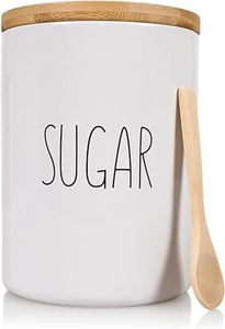 Arthausen Sugar Ceramic Storage 4 Cup / 1080mL Container w/Bamboo Lid Silicone Seal & Spoon, Modern Abstract Art Design for Flour Coffee Spice Airtight Storage on Kitchen Counter Bathroom Organizer
