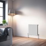 NRG White Oval Radiator Horizontal 600x590mm Single Panel Central Heating Radiators Perfect for Bathrooms Kitchen Living Room