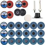 TSOAPX 28PCS Sanding Discs Set，2 Inch Flap Discs with 1/4" Disc Pad Holder for Quick Change Discs Die Grinder Strip Grind Polish Conditioning Burr Rust Paint Removal