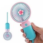 JYPS Cute Handheld Fan Portable, Mini USB Hand Fan for Cooling, Small Electric Rechargeable Fan for Kids Childrens, Battery Operated Pocket Fan with Strong Power for Camping, Travel (Cherry Pink)