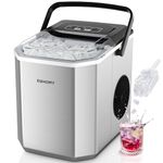 EUHOMY Ice Maker, 9 Cube in 6 Min, Bullet Ice maker, 2 Size Cube, Countertop Ice Machine, 12kg/Day, Self-Cleaning with Ice Scoop & Basket, for Home//Kitchen/Office/RV, Silver