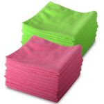 10 Pink & 10 Green Microfibre Genuine Exel Brand Magic Cleaning Cloths. Chemical Free Cleaning. Anti Bacterial Microfiber Cloths for Amazing Smear Free Wiping.